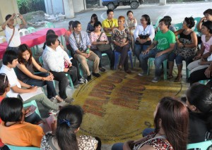 The World Bank Implementation Support Mission team sits with the community volunteers during the focus group discussion (FGD) at Brgy. Doongan, Butuan City