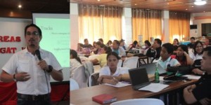 (Left Photo) Roy Serdeña, SLP head, presents updates and accomplishments of SLP to the (Right Photo) LGUs and DSWD staff.