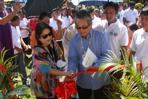 RD Minda Brigoli with Atty. Maturan honor the cutting of the ribbon during inauguration and blessing of the one(1) unit Day Care Center