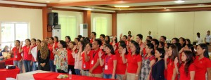 RD Brigoli of DSWD Caraga steers the oath taking ceremony of the 61 new contractual employees under Pantawid Pamilyang Pilipino Program at Villa Maria Luisa Hotel in Tandag City, Surigao del Sur 