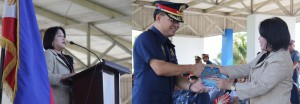 DSWD Regional Director Minda B. Brigoli as the guest of honor delivers her  message during the Monday flag Raising Ceremony at Camp Rafael Rodriguez, Libertad, Butuan City.