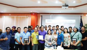 All Smiles. Regional Director Minda B. Brigoli, along with division heads happily pose  with the finalists and Grand Winner of the first-ever Kalahi-CIDSS Songwriting Competition 