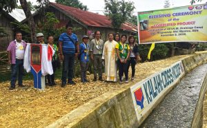 DSWD Caraga GASSD Chief Ramel Jamen (sixth from left) leads the ceremonial unveiling of sub-project marker for the 48 linear-meter drainage canal in Brgy. Magsaysay, Sta. Monica, SdN. ©Photo Credit: Jovie T. Sorongon- Municipal Monitor (Sta. Monica, Surigao del Norte) 